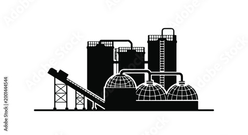 industrial factory building complex silhouette