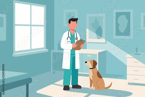 Veterinarian Vector With Dog Illustration Creative Design Template 
