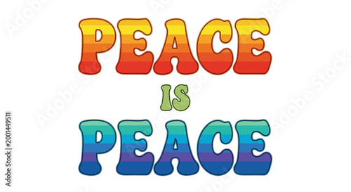 Vibrant illustration depicts peace message with colorful typography on white