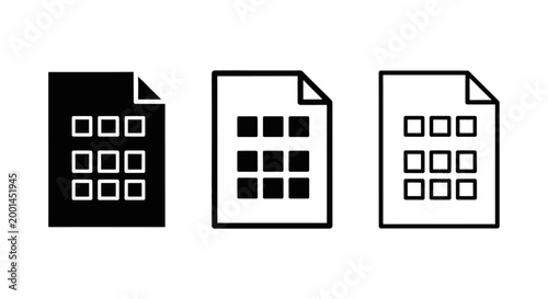 Three document icons with square patterns are shown side by side
