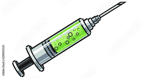 Tableau sur toile Illustration of a Medical Syringe Filled with Green Liquid.