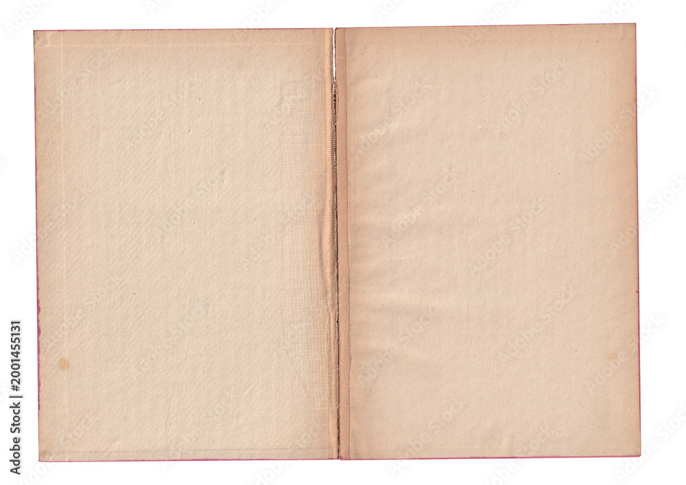 Naklejka premium Rough aged paper texture. Old opened book pages