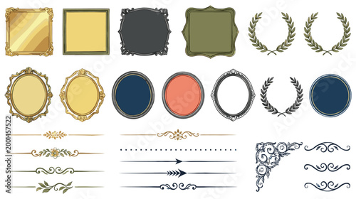 Schilderij op canvas Decorative vintage frames and ornate floral border elements for elegant invitation