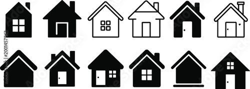 House Icons Collection Various Black And White House Symbols vector untitled