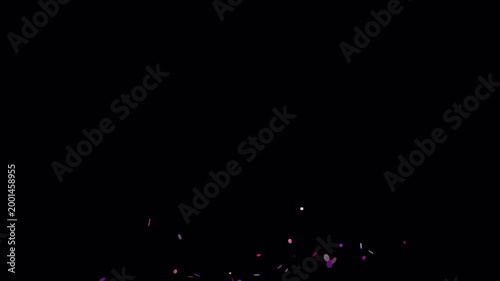 Vibrant confetti bursts in vivid pink and purple hues
