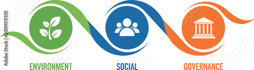 Vector Illustration of ESG (Environmental, Social, and Governance) Concept Icons for Sustainability and Corporate Responsibility