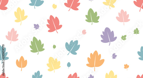 Seamless Pattern of Colorful Autumn Oak Leaves.