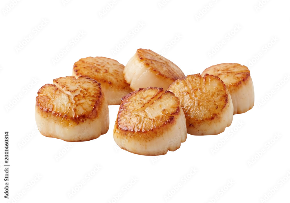 Fototapeta premium Pan Seared Scallops on White Background