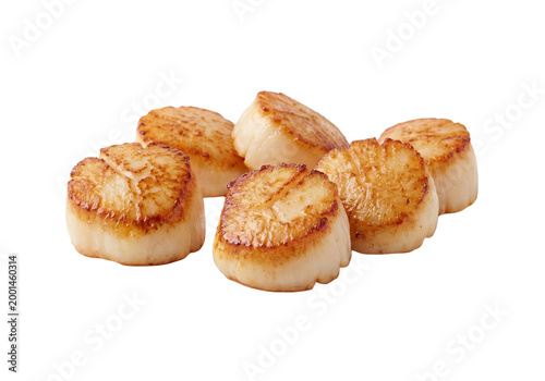 Pan Seared Scallops on White Background