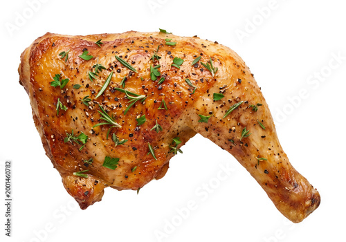 Delicious roasted chicken leg with herbs