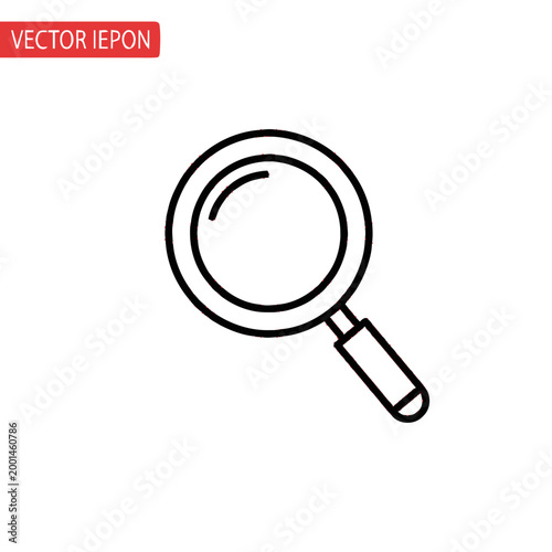 Magnifying Glass Icon Line Art.