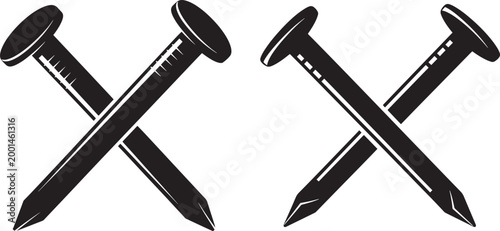 Nail icon silhouette crossed black vector object