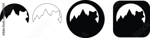 Set of Minimalist Lynx and Bobcat Wild Cat Nature Vector Icons in Detailed Black and White Silhouette and Outline Styles