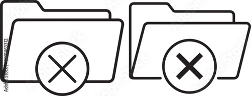 Folder icon with delete symbol silhouette vector graphic
