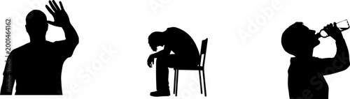 Heatwave person silhouette set.