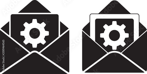 Envelope with gear icon vector message silhouette