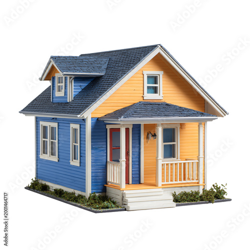 Professional 3D Mini House Model Isolated on Transparent Background for Real Estate Website Design