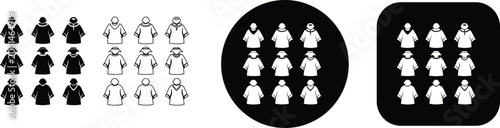 Set of Minimalist Commercial Airplane and Aircraft Vector Icons in Detailed Black and White Silhouette and Outline Styles