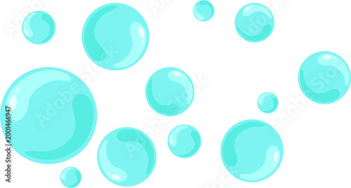 Blue Soap Bubbles Vector Illustration