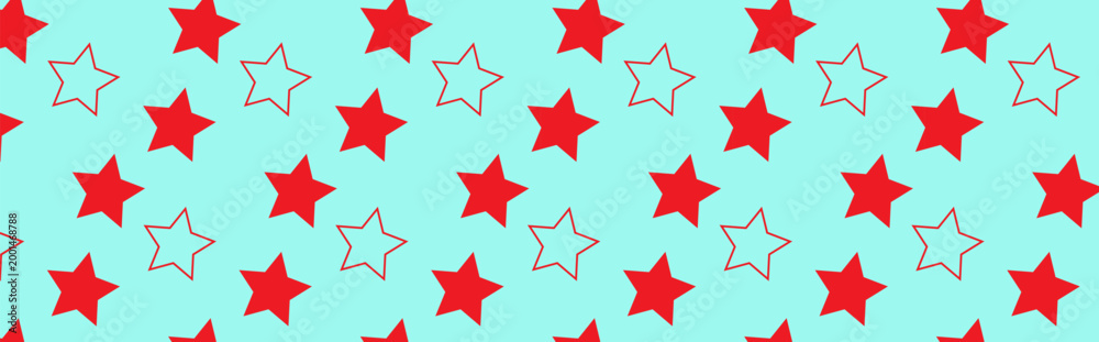 Fototapeta premium red stars on a blue background pattern,