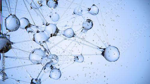 Abstract Liquid Bubbles Under Blue Water Background.  3D illustration
