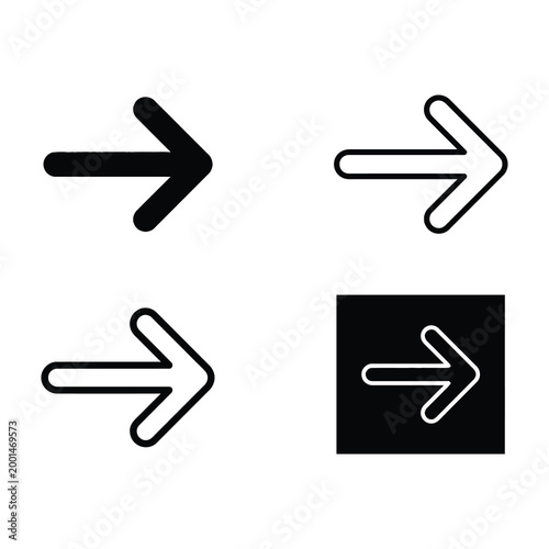 Arrow icons pointing right in different styles and colors