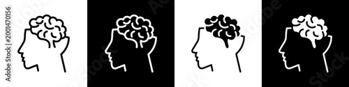 Mindset  black and white icon design concept