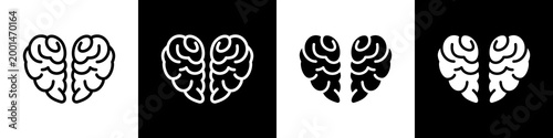 Brain black and white icon design concept