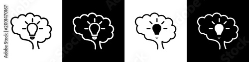 thinking black and white icon design concept