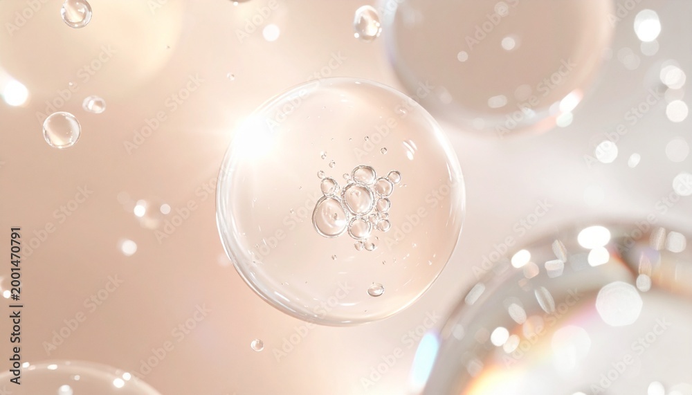 Fototapeta premium プラセンタ配合美容液の高保湿イメージ ヒアルロン酸とセラミドによる保水バリア表現 ジェネレーティブAI