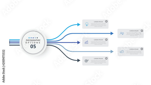 Modern 5 Steps Infographic Flowchart Template with Arrows Business Process Presentation Design