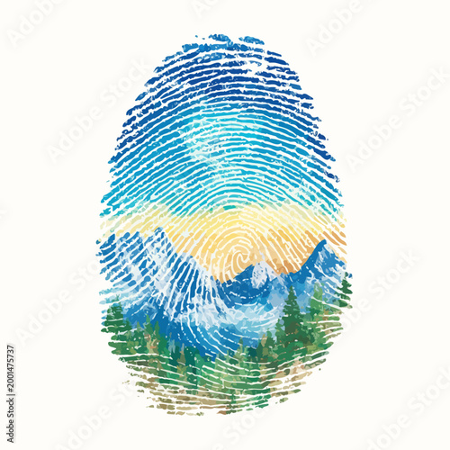 2D Vector Graphic of a Fingerprint with a Mount