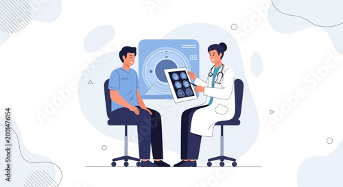 Doctor Discussing MRI Scan Results with Patient in Medical Office