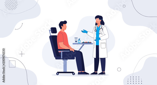 Doctor consulting patient in clinic, medical examination, healthcare concept