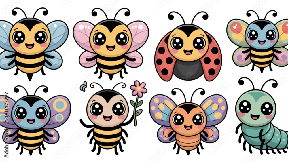 Fototapeta premium Colorful and whimsical ladybugs with unique patterns and designs in a playful arrangement Vector