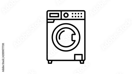 Modern washing machine with control panel and door handle Vector