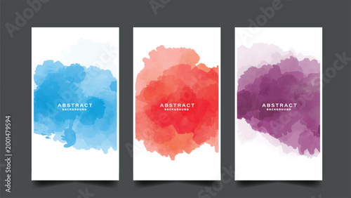 Quadro su tela Abstract watercolor backgrounds a trio of vibrant color washes