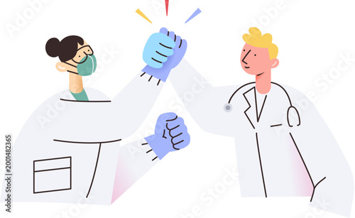 Scientists exchanging high five