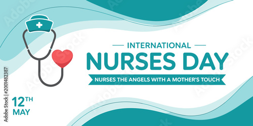 International Nurses Day celebration with stethoscope and heart symbol