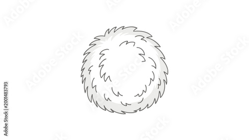Fluffy White Pom Pom Icon, Soft Ball Graphic, Craft Supply Visual