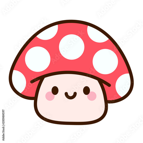 Cute kawaii mushroom shy expression sticker