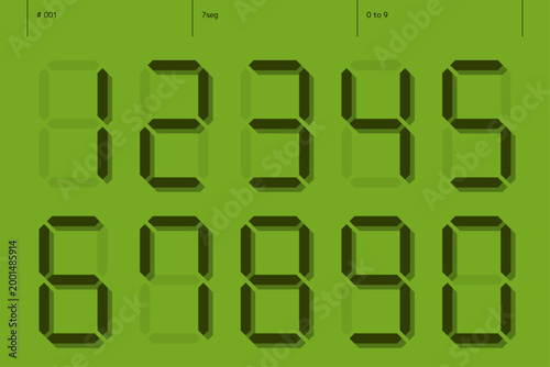 数字のデザインのセット　7seg