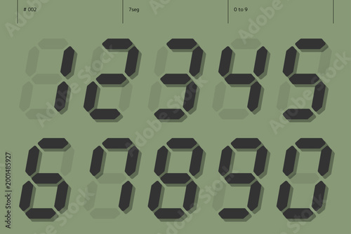 数字のデザインのセット　7seg