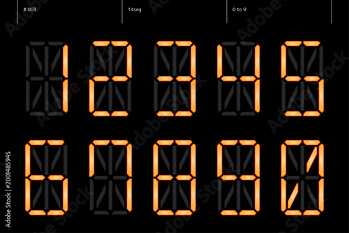 数字のデザインのセット　14seg