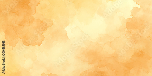 Schilderij op canvas Warm orange watercolor background with soft blended clouds and creamy texture fo