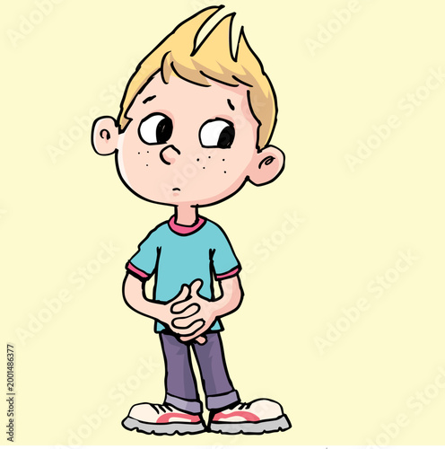 boy who looks suspiciously and is indecisive