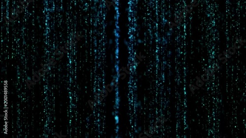 Abstract Blue Green Glittering Particles Falling Background