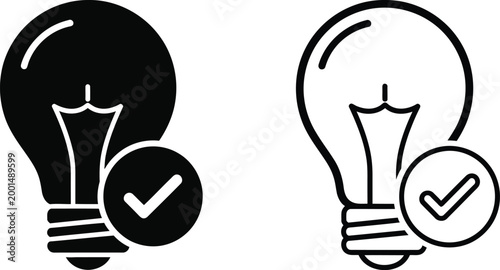 Light bulb with check mark Vector