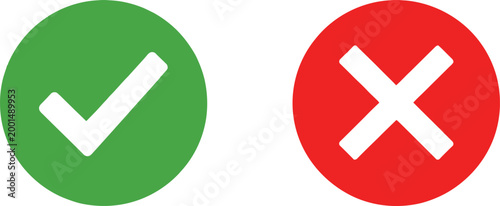 Obraz na plátně Check mark and cross icon Vector