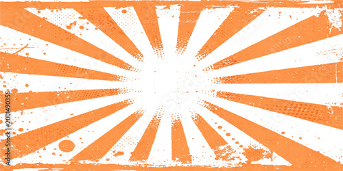 A bold and dynamic abstract composition evokes a sense of radiant energy and graphic design. The striking design features strong sunburst radiating outwards, with an eye-catching visual. 